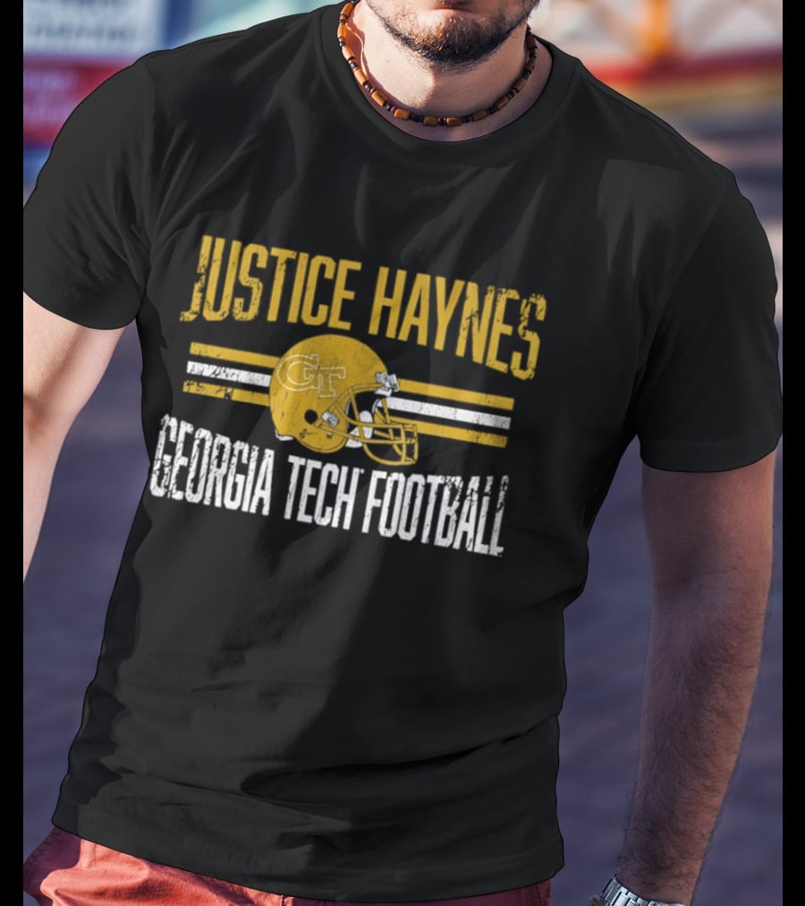 Justice Haynes Georgia Tech Football Helmet GT T-Shirt