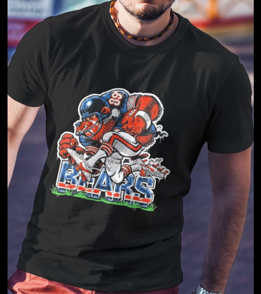 Mike Ditka 89 Chicago Bears Football Bear Fierce Cartoon Helmet T-Shirt