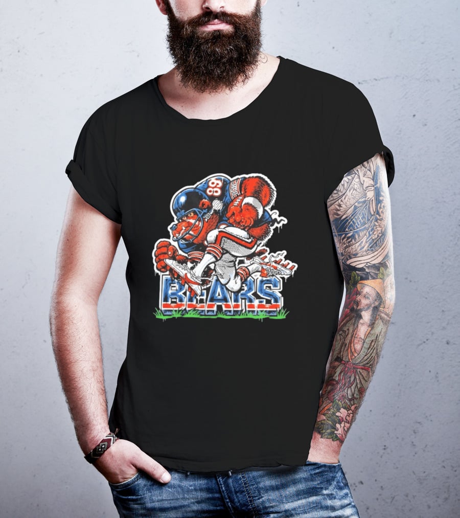 Mike Ditka 89 Chicago Bears Football Bear Fierce Cartoon Helmet T-Shirt