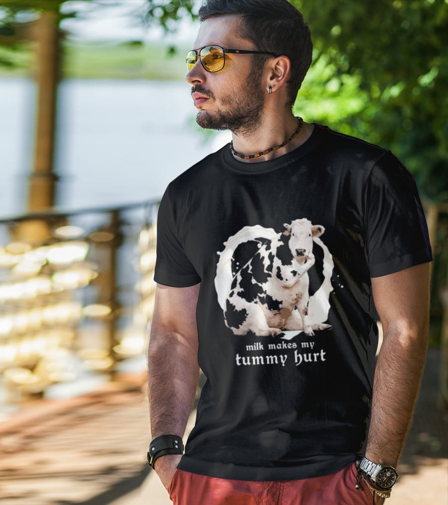 Milk Makes My Tummy Hurt Cow Lactose Intolerant T-Shirt