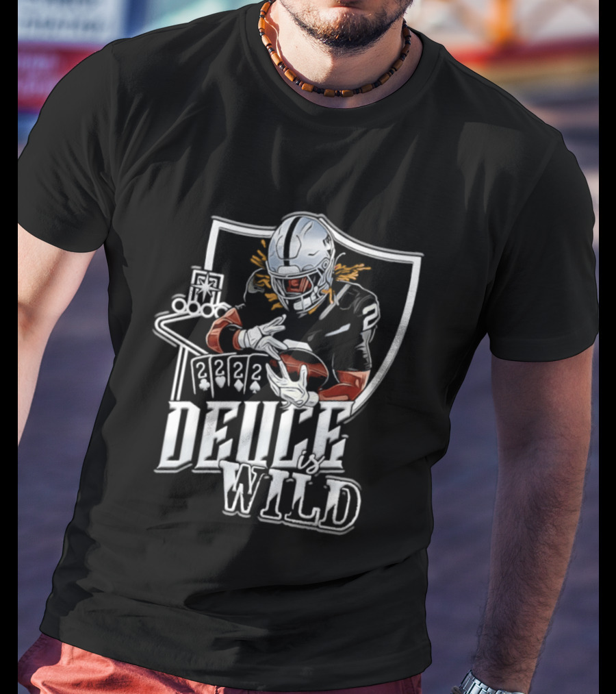 Deuce Is Wild Las Vegas Raiders Football Poker Theme Iconic Quarterback T-Shirt