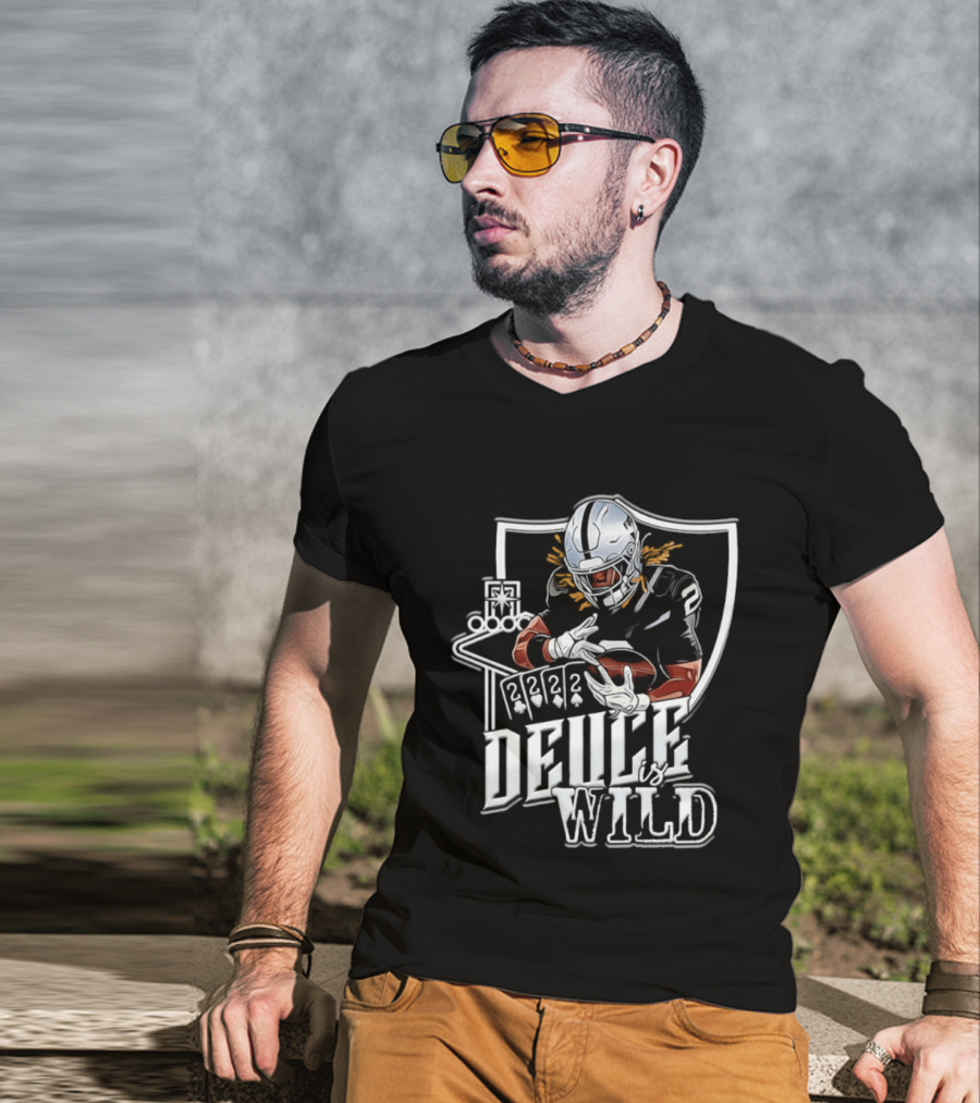 Deuce Is Wild Las Vegas Raiders Football Poker Theme Iconic Quarterback T-Shirt