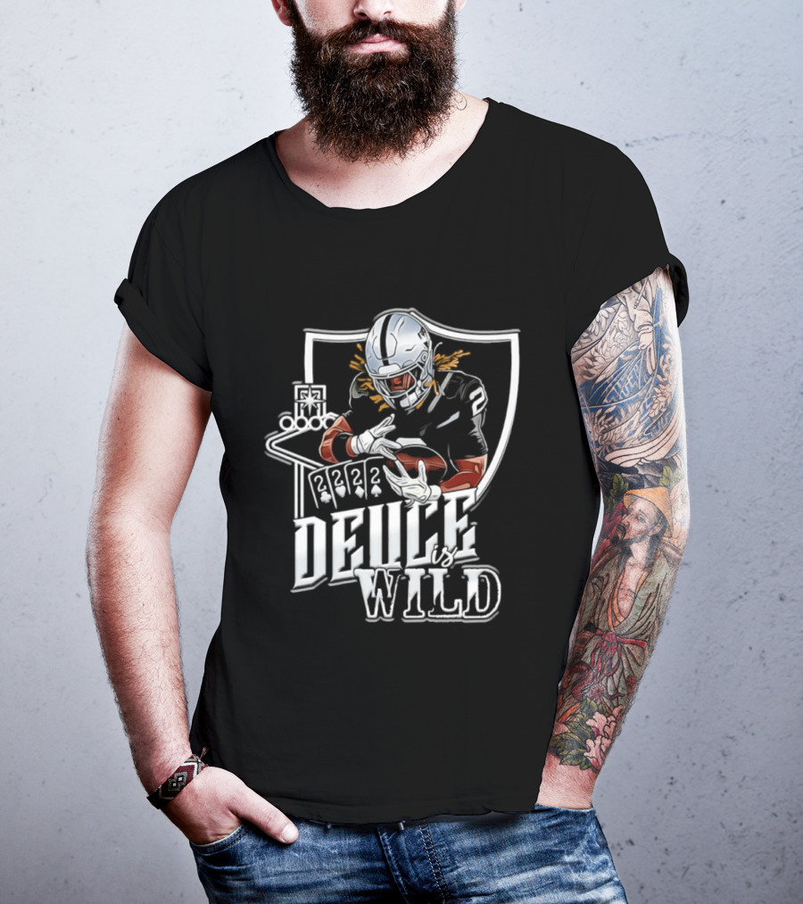 Deuce Is Wild Las Vegas Raiders Football Poker Theme Iconic Quarterback T-Shirt