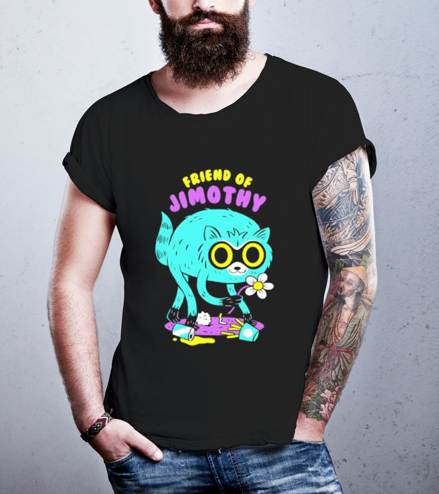 Friend Of Jimothy Raccoon Holding Flower Cute Cartoon T-Shirt
