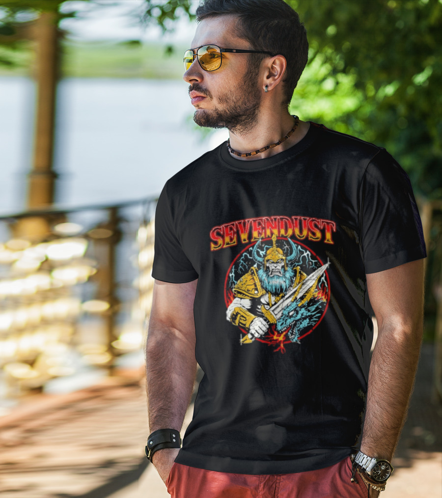 Sevendust Viking Warrior Dragon Battle Axe Power T-Shirt
