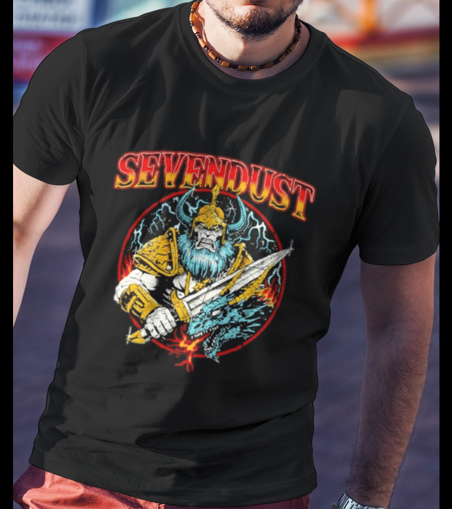 Sevendust Viking Warrior Dragon Battle Axe Power T-Shirt