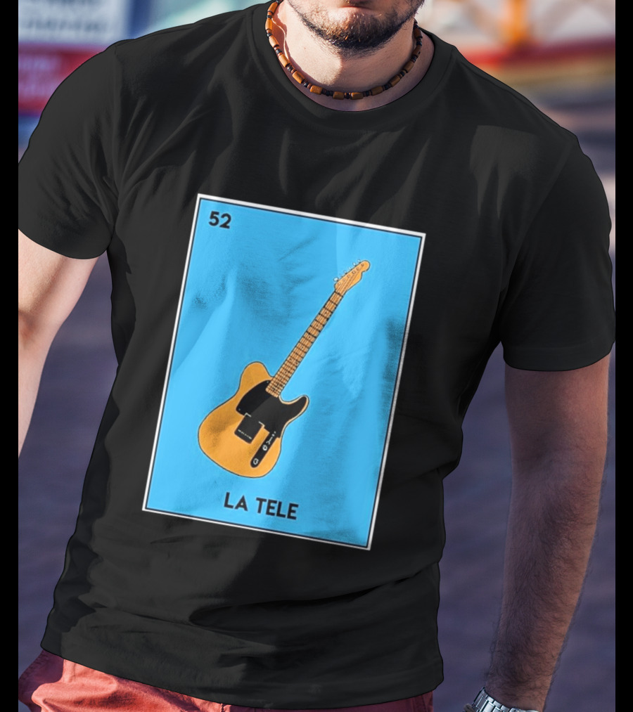 Jeff Garlin La Tele 52 Guitar Image With Number On Blue T-Shirt