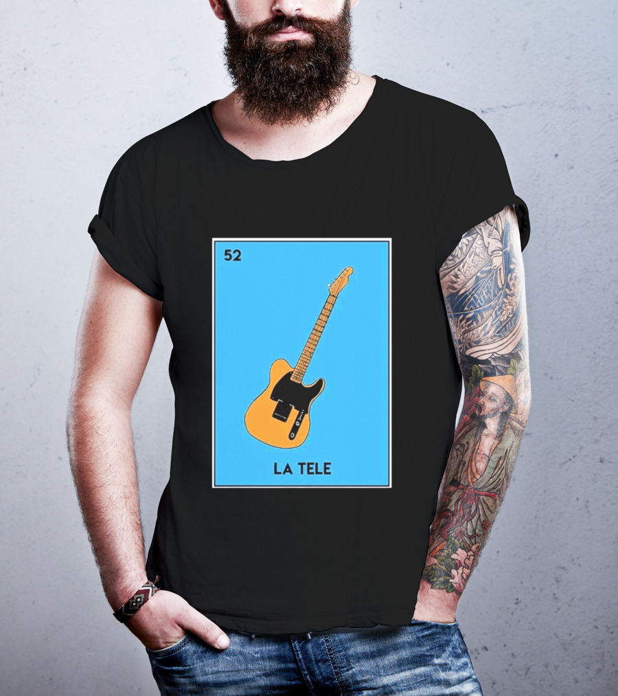 Jeff Garlin La Tele 52 Guitar Image With Number On Blue T-Shirt