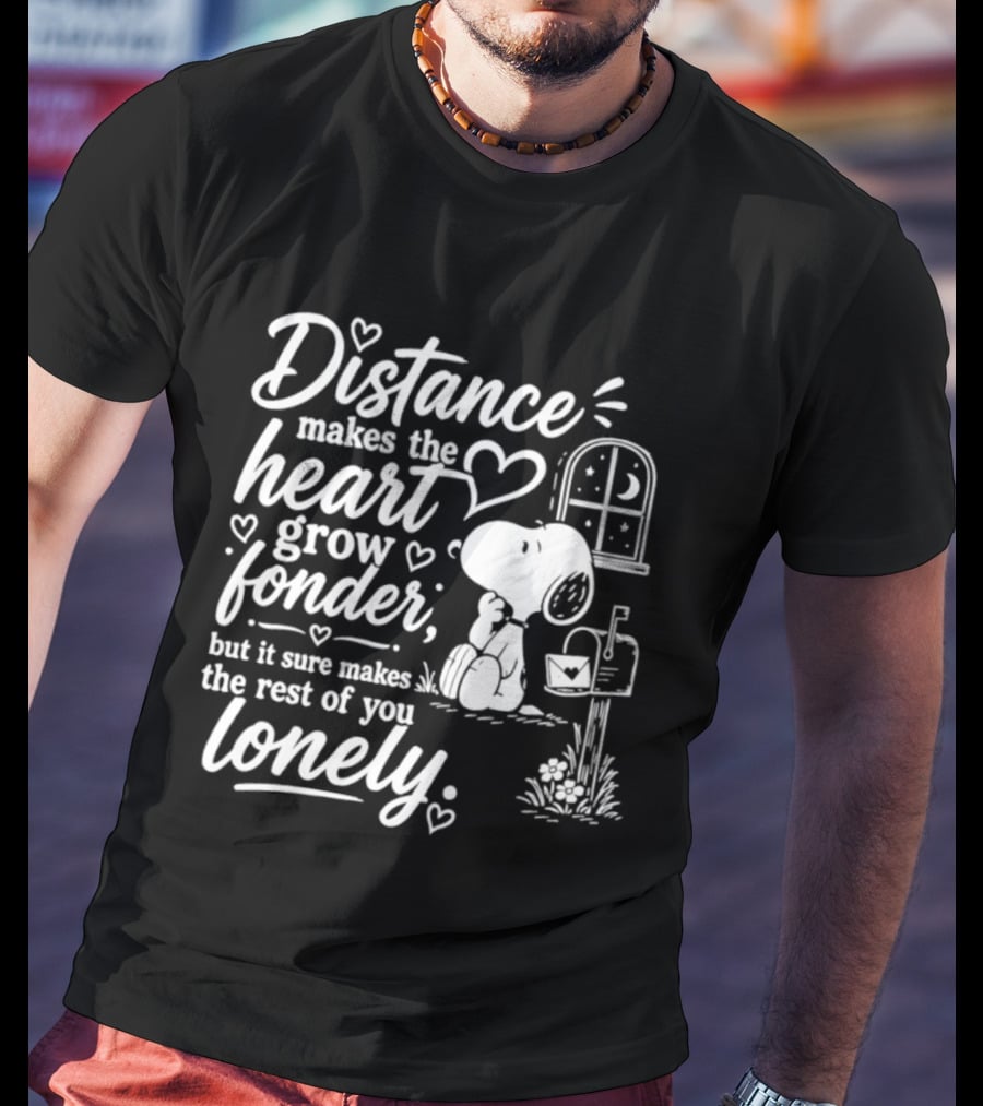 Snoopy Distance Makes The Heart Grow Fonder Lonely Mailbox Scene T-Shirt