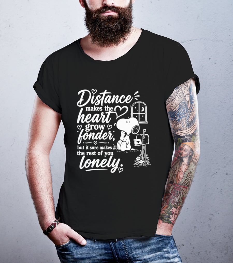 Snoopy Distance Makes The Heart Grow Fonder Lonely Mailbox Scene T-Shirt