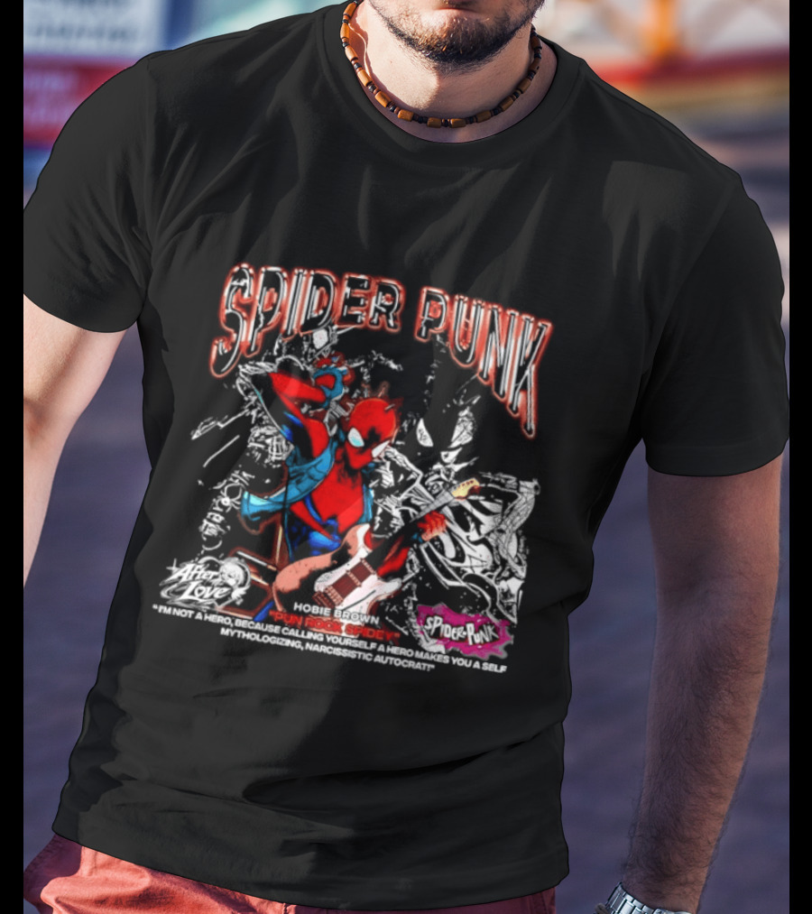 Spider Punk Hobie Brown Punk Rock Spider I Am Not A Hero T-Shirt