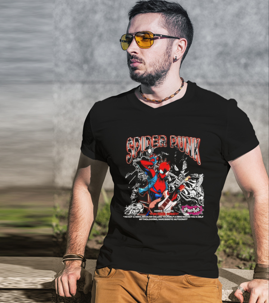 Spider Punk Hobie Brown Punk Rock Spider I Am Not A Hero T-Shirt