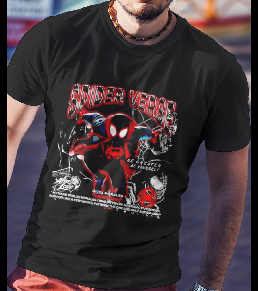 Spider Verse Miles Morales Be Greater Be Yourself Spider Man Marvel T-Shirt
