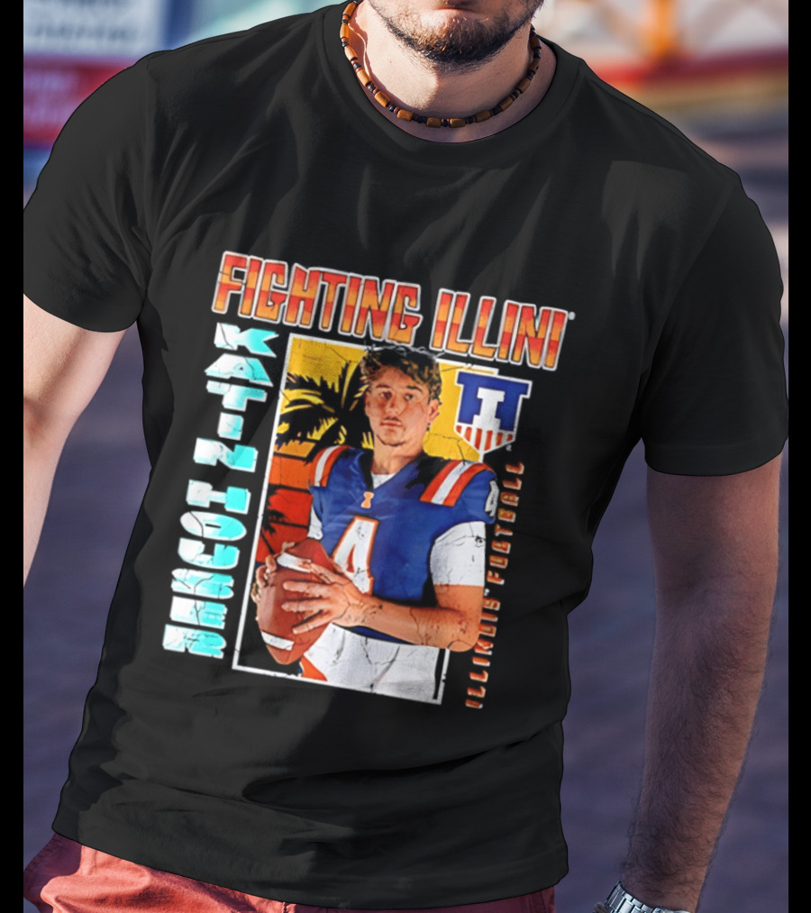 Fighting Illini Katin Houser Illinois Football 2026 NCAA Big Ten T-Shirt