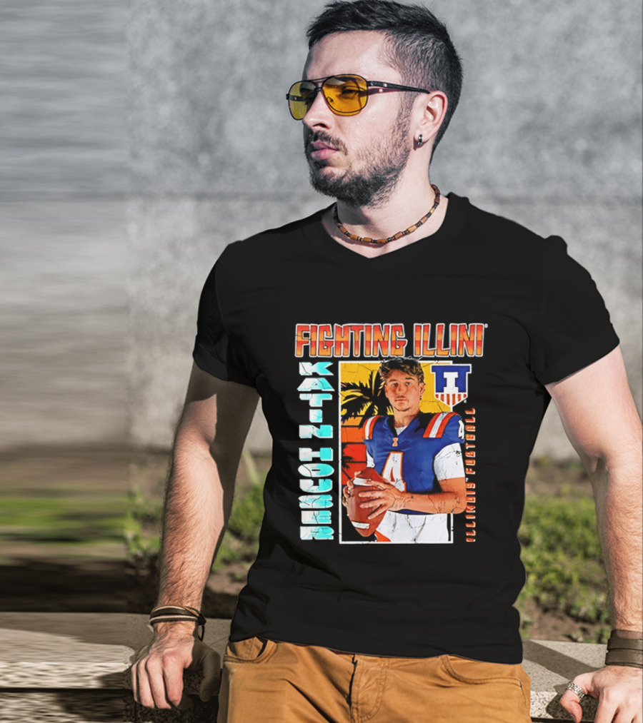 Fighting Illini Katin Houser Illinois Football 2026 NCAA Big Ten T-Shirt