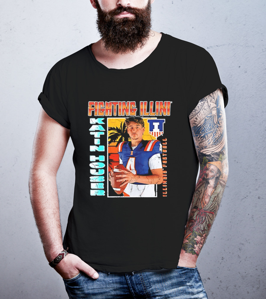 Fighting Illini Katin Houser Illinois Football 2026 NCAA Big Ten T-Shirt
