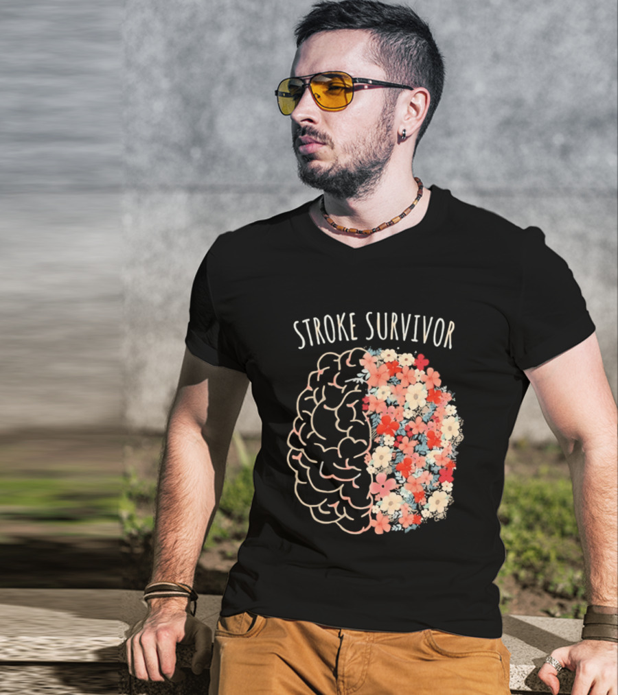 Stroke Survivor Brain With Floral T-Shirt