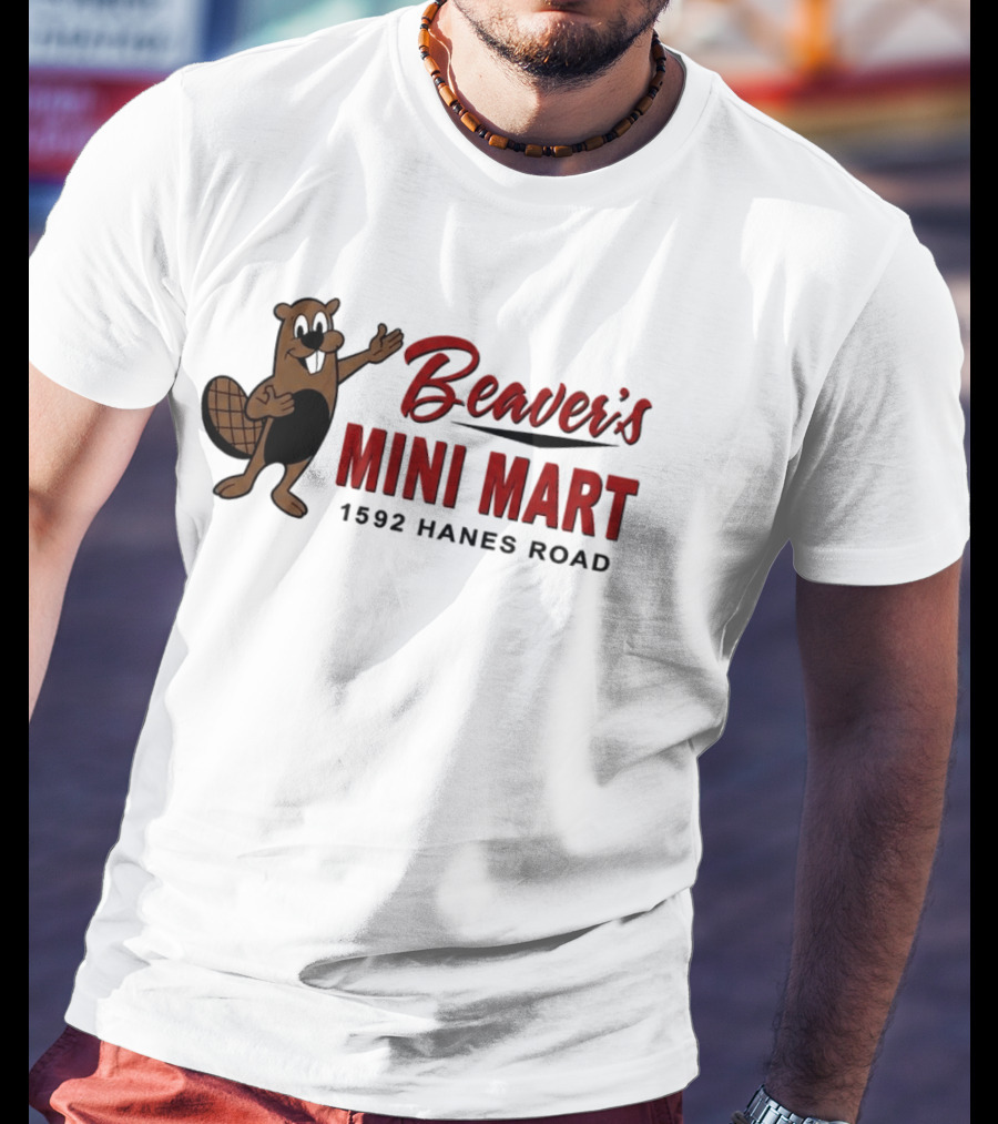 Beaver's Mini Mart Mascot Logo 1592 Hanes Road T-Shirt