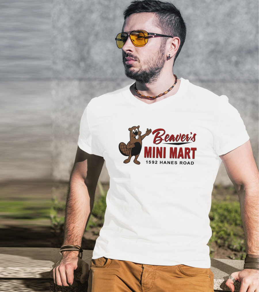 Beaver's Mini Mart Mascot Logo 1592 Hanes Road T-Shirt