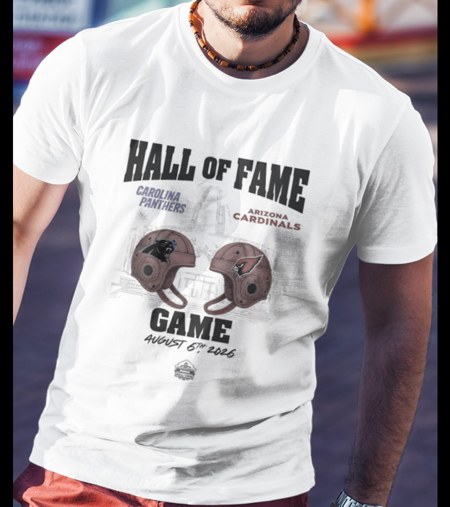 Carolina Panthers Arizona Cardinals 2026 Hall Of Fame Dueling Helmets NFL Matchup T-Shirt