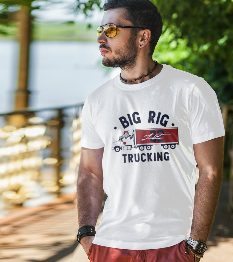 Big Rig Trucking 32 Cartoon Truck Driver With Red Cap T-Shirt