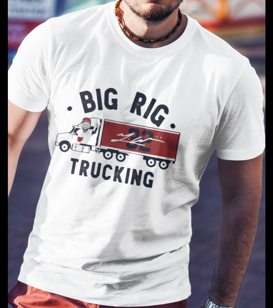 Big Rig Trucking 32 Cartoon Truck Driver With Red Cap T-Shirt