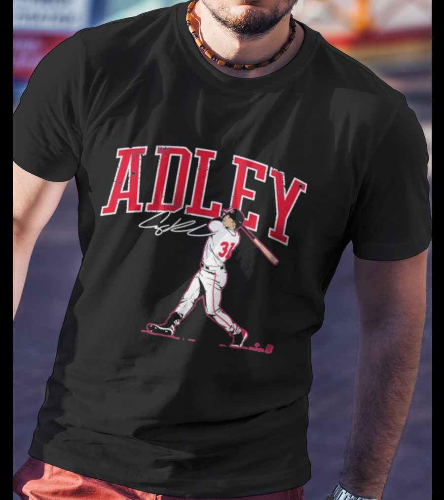 Adley Rutschman Baseball Swing Illustration With Signature T-Shirt