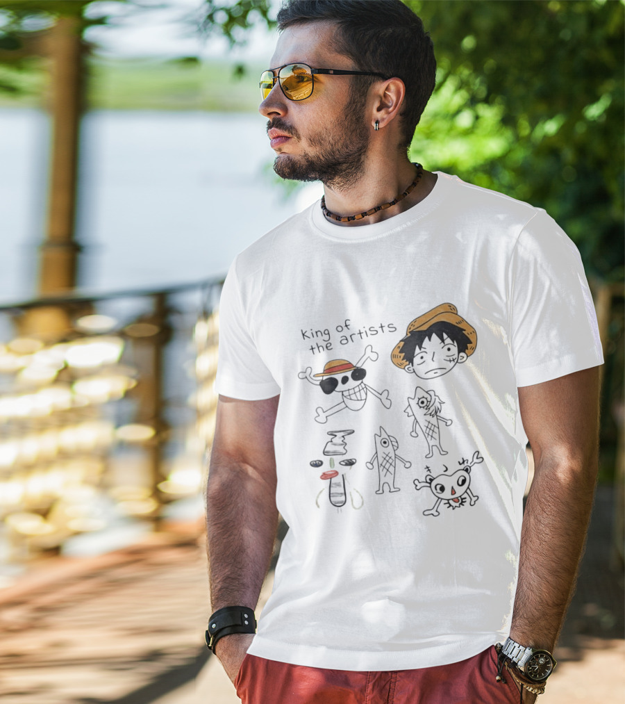 King Of The Artists One Piece Straw Hat Skull Luffy Sketches T-Shirt