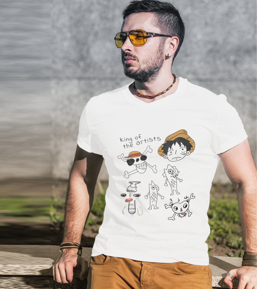 King Of The Artists One Piece Straw Hat Skull Luffy Sketches T-Shirt