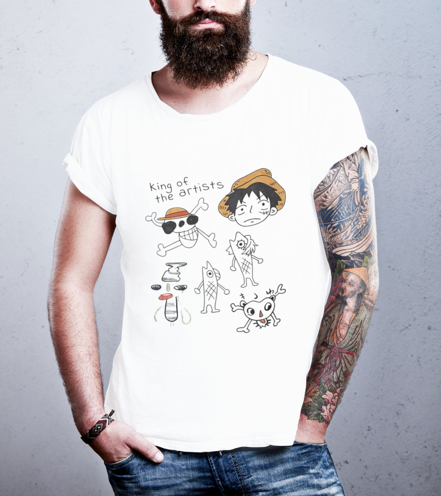 King Of The Artists One Piece Straw Hat Skull Luffy Sketches T-Shirt