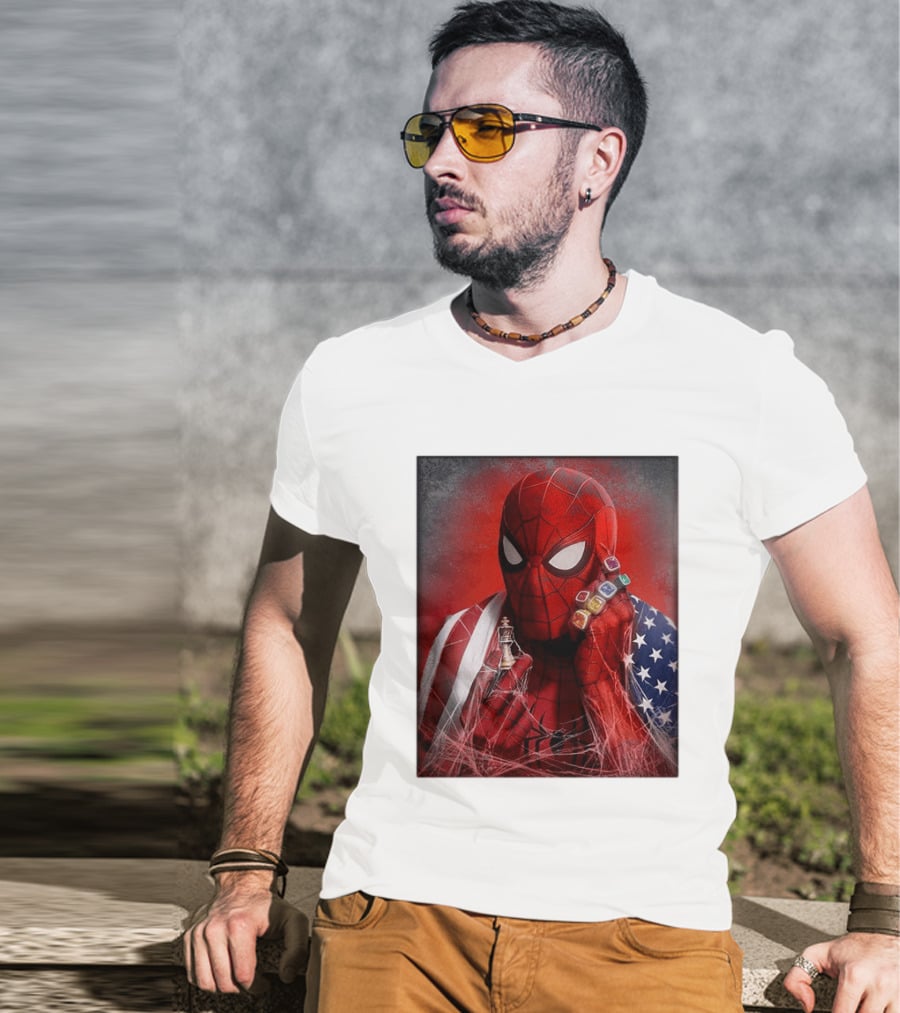 Spider Man Infinity Gauntlet Chess Piece American Flag Avengers Endgame Russo Brothers T-Shirt
