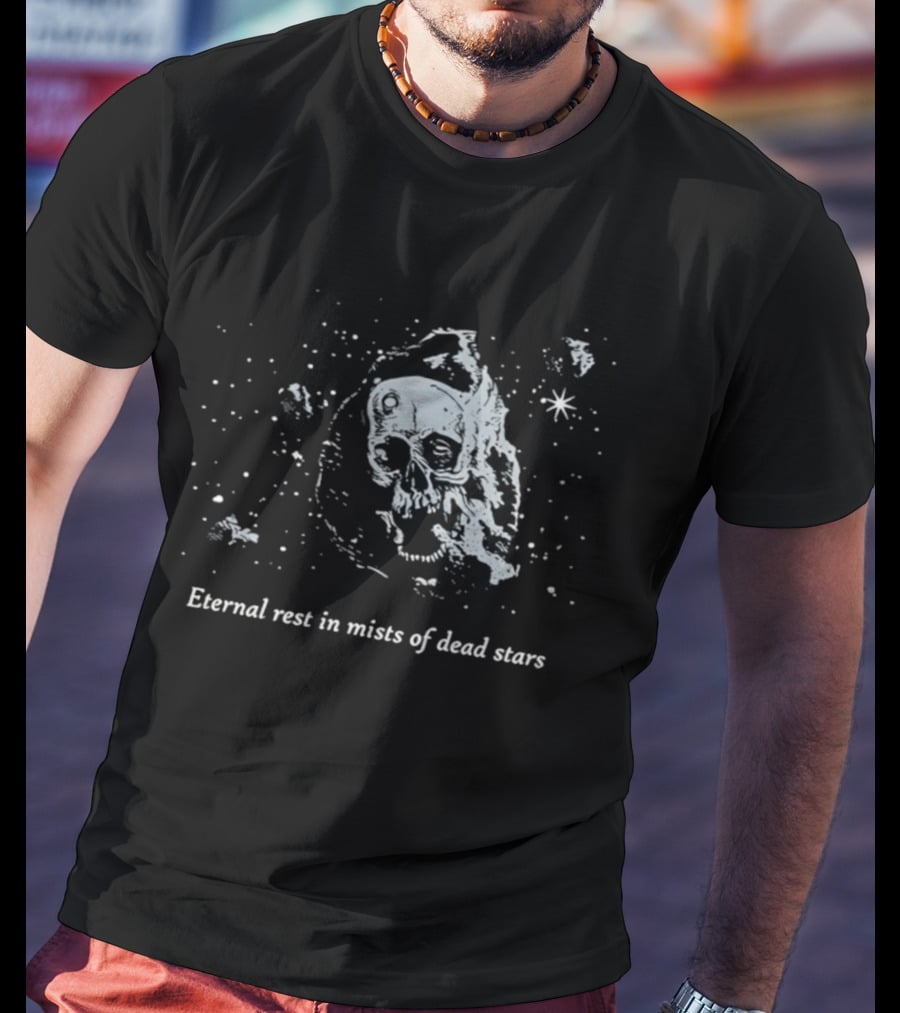 Eternal Rest In Mists Of Dead Stars Skull Space T-Shirt