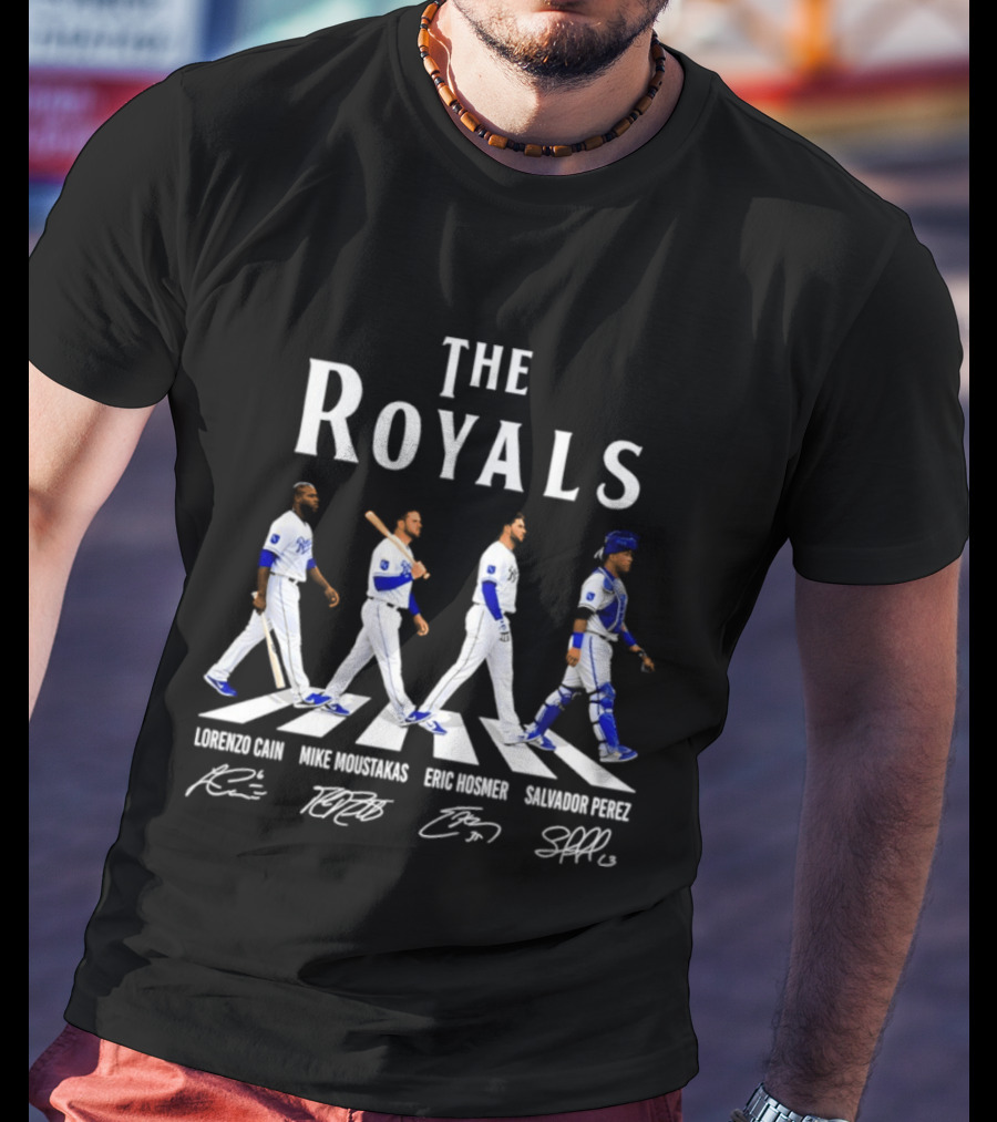 The Royals Lorenzo Cain Mike Moustakas Eric Hosmer Salvador Perez Signatures Abbey Road Kansas City Royals T-Shirt