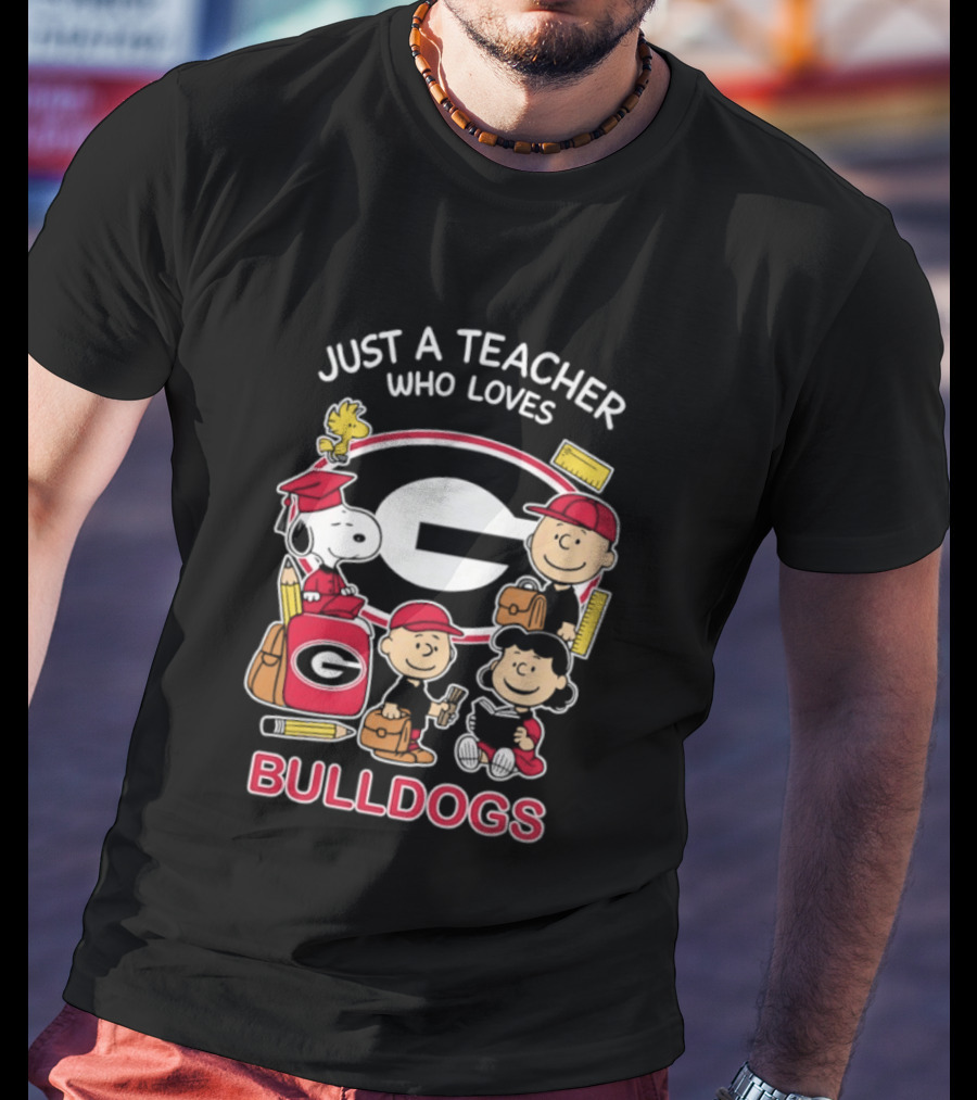 Just A Teacher Who Loves Bulldogs Peanuts X Georgia Football Academics T-Shirt