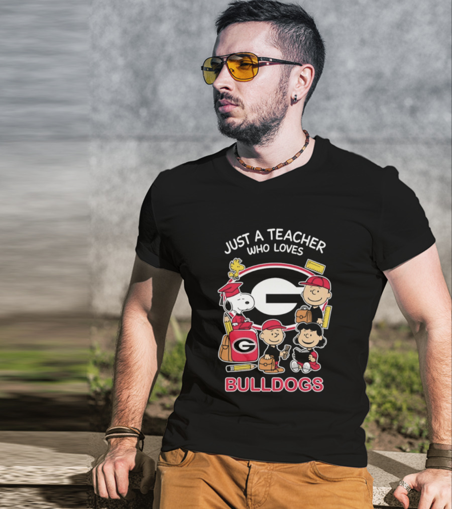 Just A Teacher Who Loves Bulldogs Peanuts X Georgia Football Academics T-Shirt