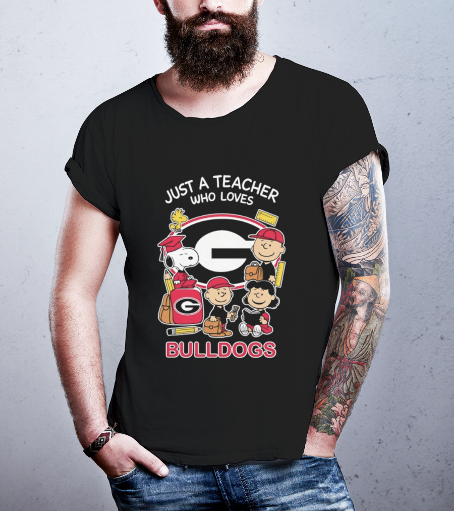 Just A Teacher Who Loves Bulldogs Peanuts X Georgia Football Academics T-Shirt