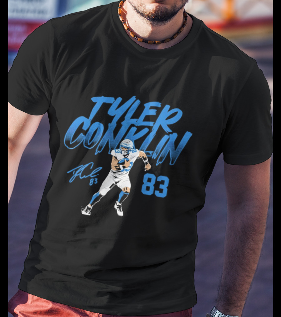 TYLER CONKLIN 83 Detroit Lions Dynamic Pose T-Shirt