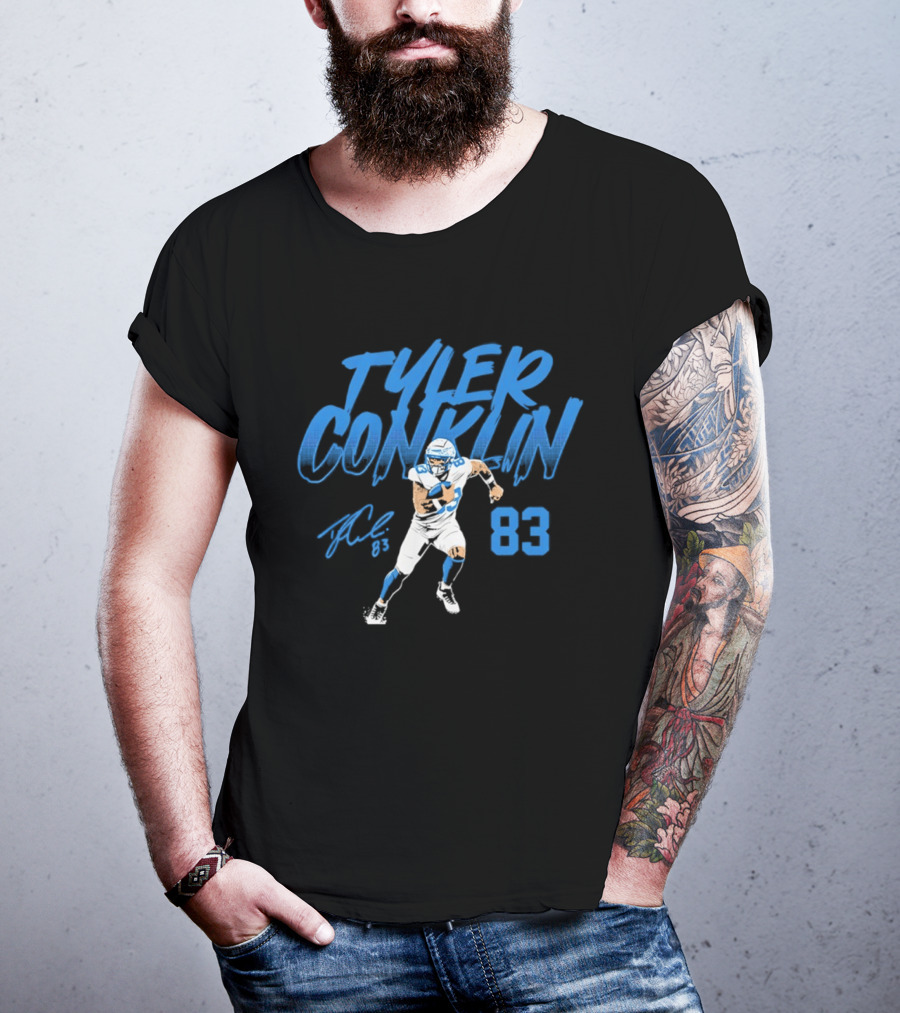 TYLER CONKLIN 83 Detroit Lions Dynamic Pose T-Shirt