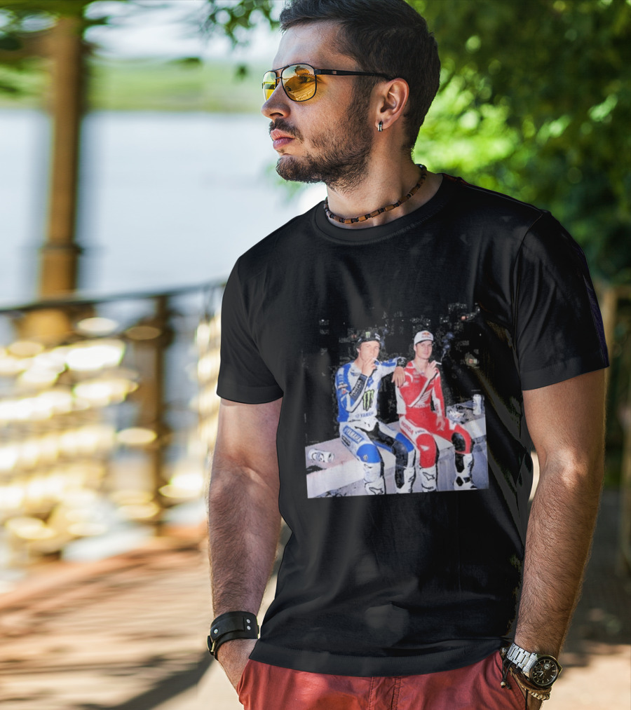 Valentino Rossi Casey Stoner Yamaha Honda Monster Red Bull Racing Motogp Smoking T-Shirt