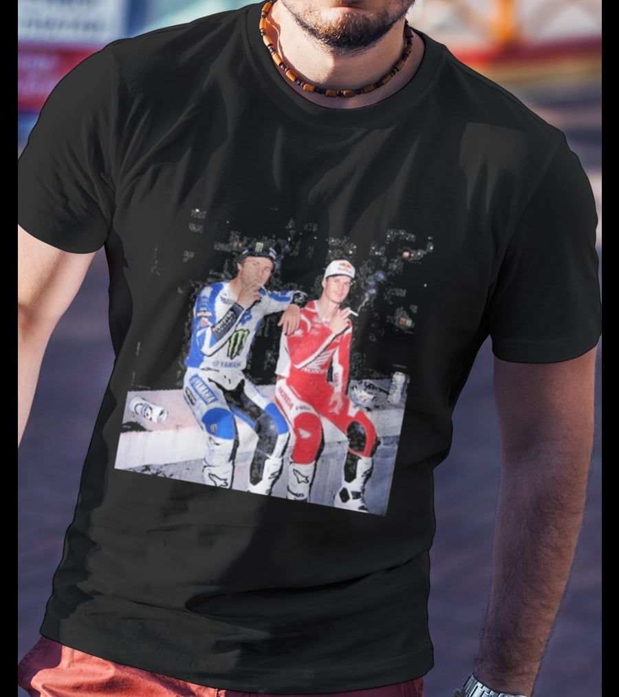 Valentino Rossi Casey Stoner Yamaha Honda Monster Red Bull Racing Motogp Smoking T-Shirt