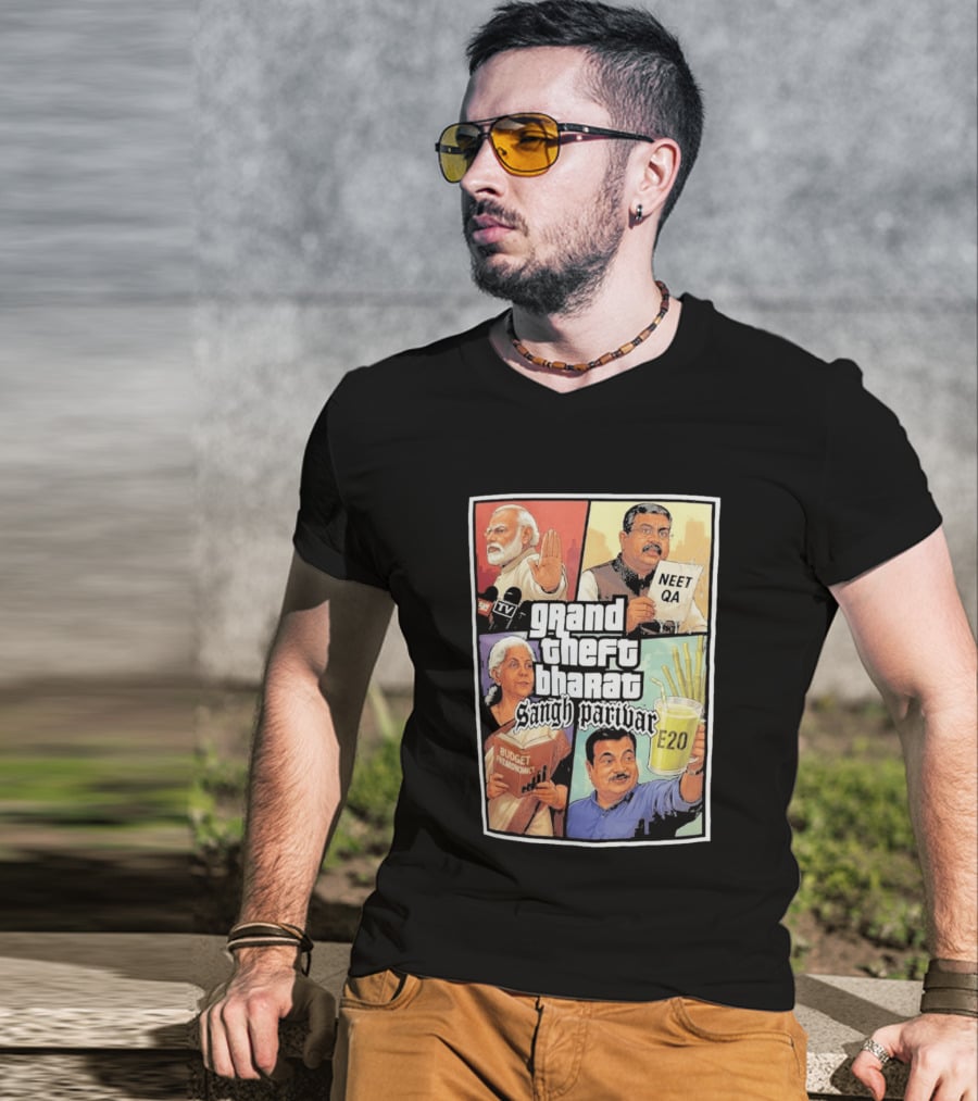 Grand Theft Bharat Sangh Parivar NEET QA Budget Perkonomics E20 T-Shirt
