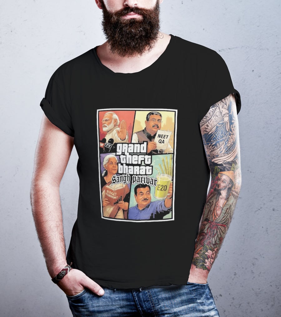 Grand Theft Bharat Sangh Parivar NEET QA Budget Perkonomics E20 T-Shirt
