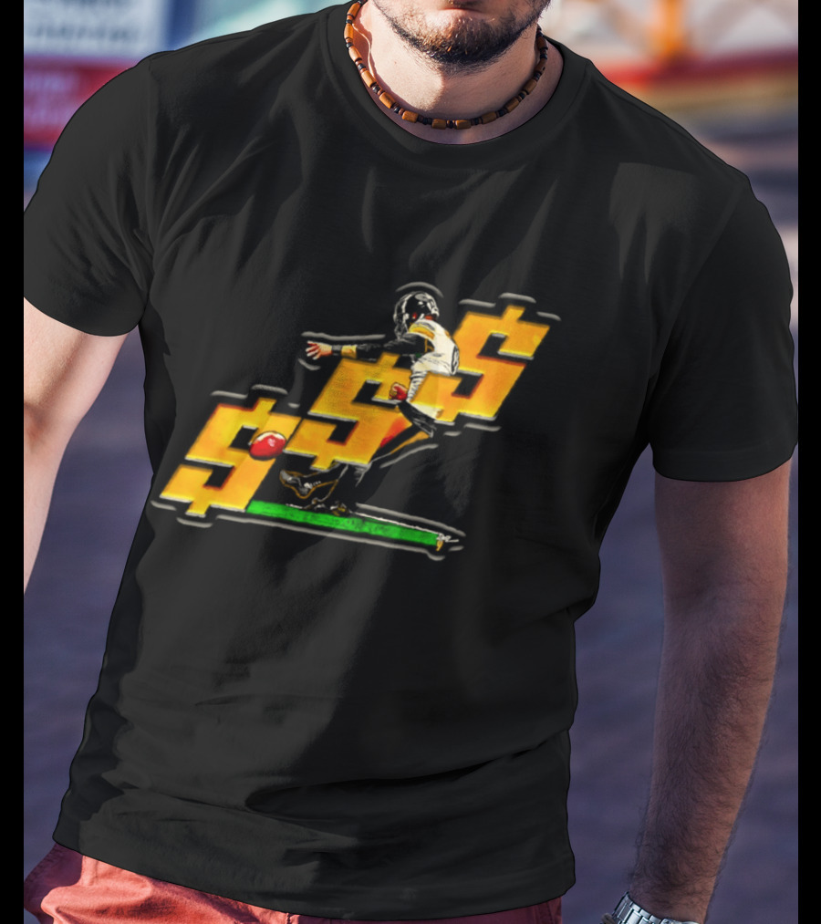 Pittsburgh Steelers Chris Boswell Kicking Football Dollar Sign T-Shirt