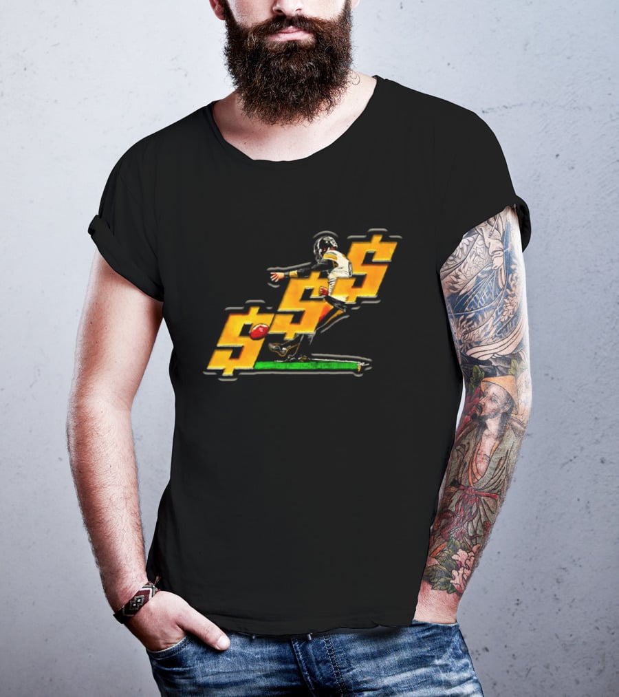 Pittsburgh Steelers Chris Boswell Kicking Football Dollar Sign T-Shirt