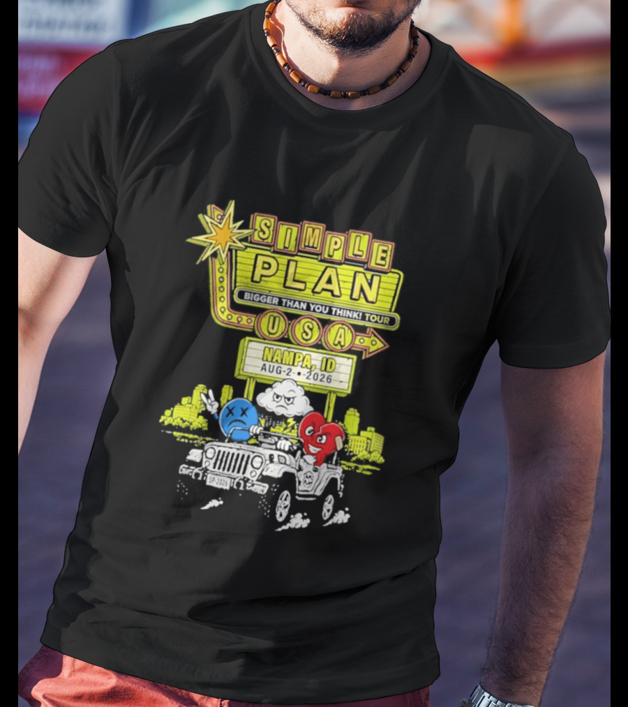 Simple Plan Bigger Than You Think Tour Nampa ID USA August 2 2026 T-Shirt