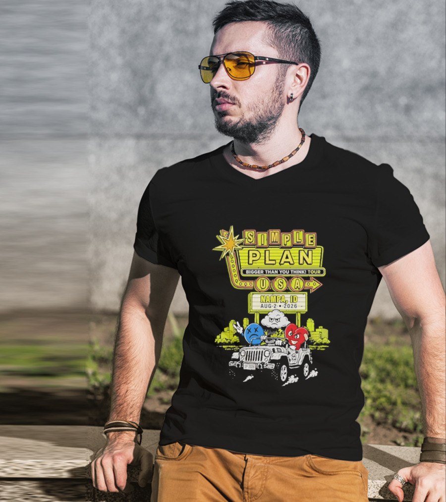 Simple Plan Bigger Than You Think Tour Nampa ID USA August 2 2026 T-Shirt