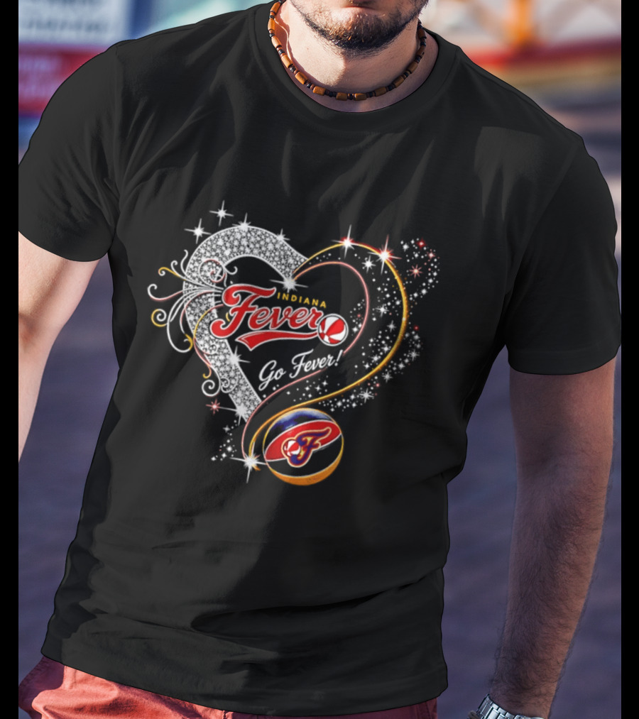Indiana Fever Heart Go Fever Diamond Sparkle T-Shirt