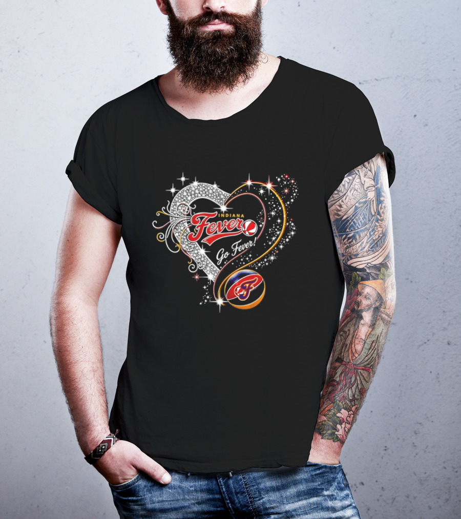 Indiana Fever Heart Go Fever Diamond Sparkle T-Shirt