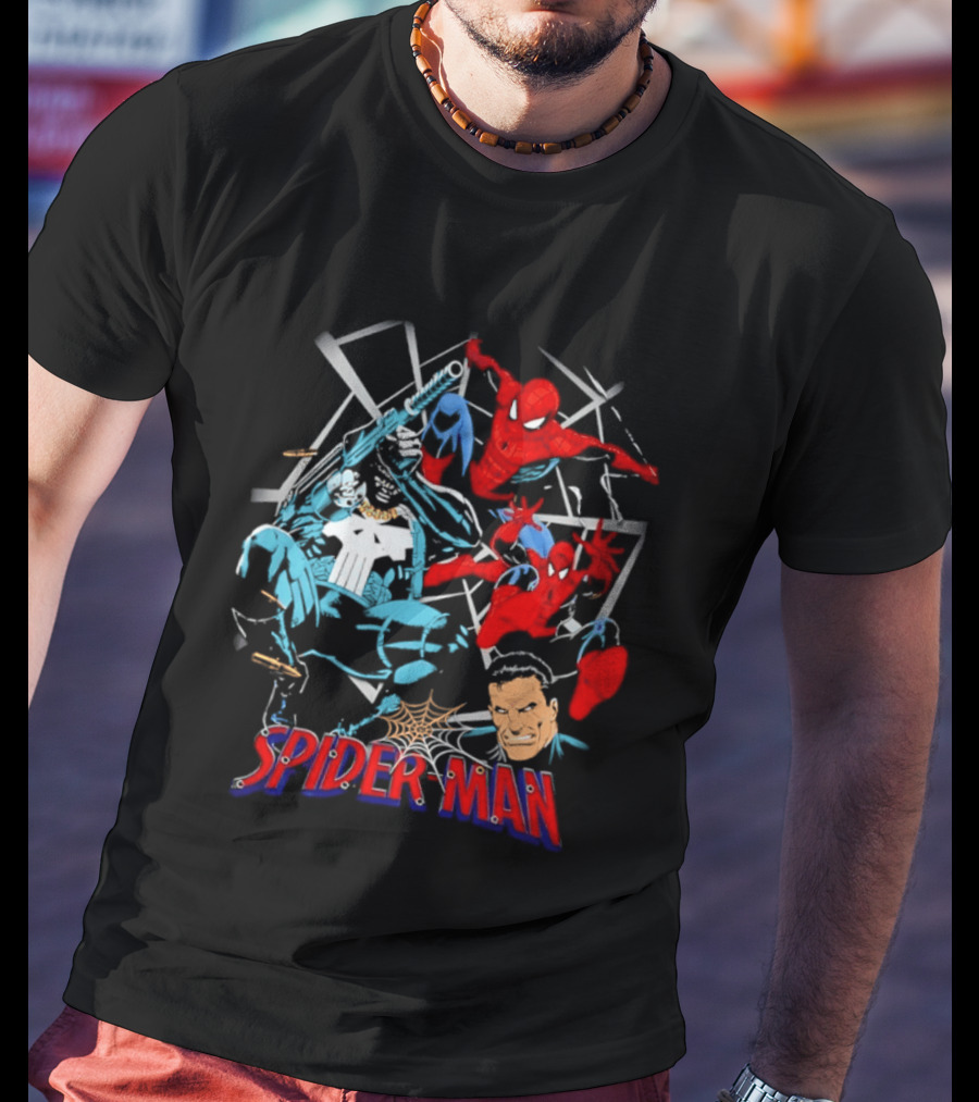 Spider Man Punisher Marvel Comics Crossover Action T-Shirt