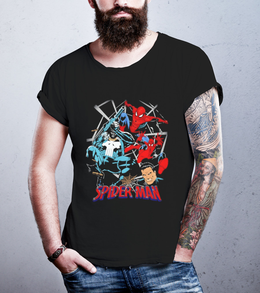 Spider Man Punisher Marvel Comics Crossover Action T-Shirt